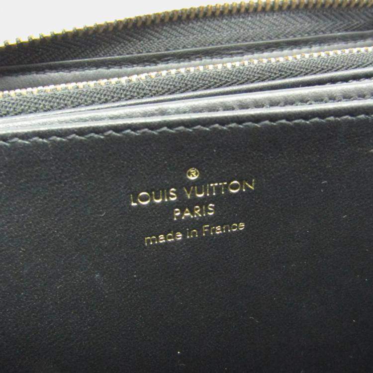 Pre Owned Louis Vuitton Coussin Zippy Wallet Lamb Leather Long Wallet bi-fold Black