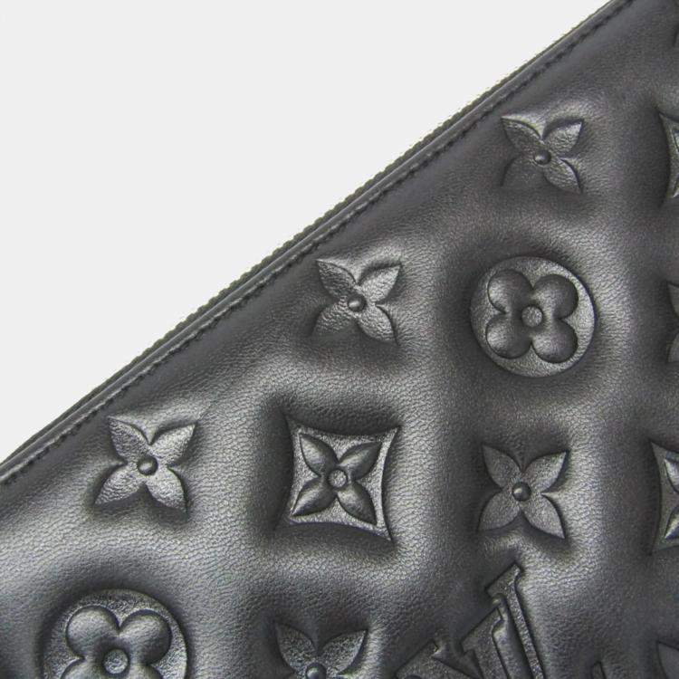 Pre Owned Louis Vuitton Coussin Zippy Wallet Lamb Leather Long Wallet bi-fold Black