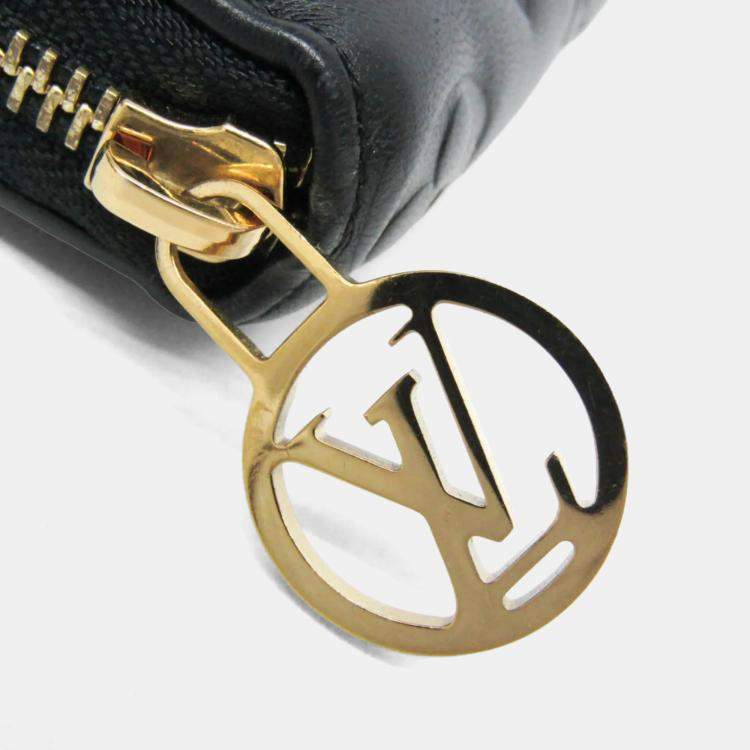 Pre Owned Louis Vuitton Coussin Zippy Wallet Lamb Leather Long Wallet bi-fold Black