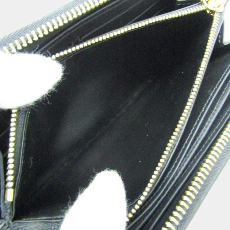 Pre Owned Louis Vuitton Coussin Zippy Wallet Lamb Leather Long Wallet bi-fold Black