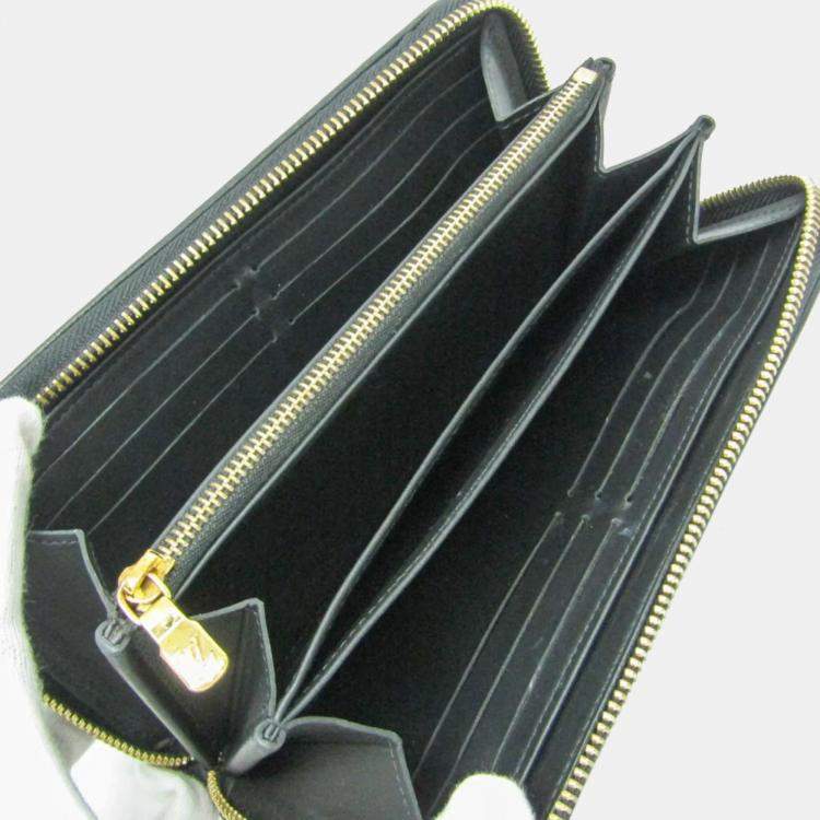 Pre Owned Louis Vuitton Coussin Zippy Wallet Lamb Leather Long Wallet bi-fold Black