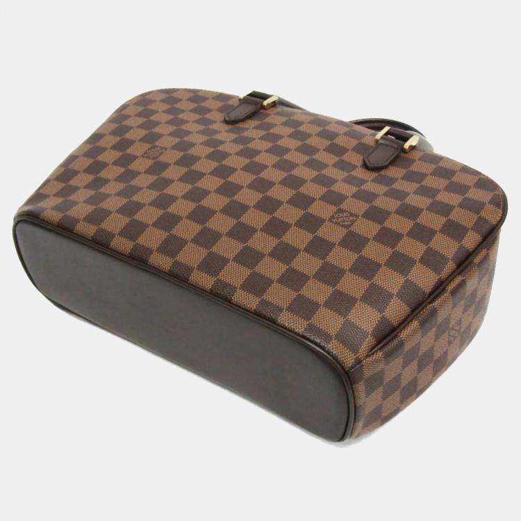 Pre Owned Louis Vuitton Damier Sarria Horizontal Handbag Brown Ebene
