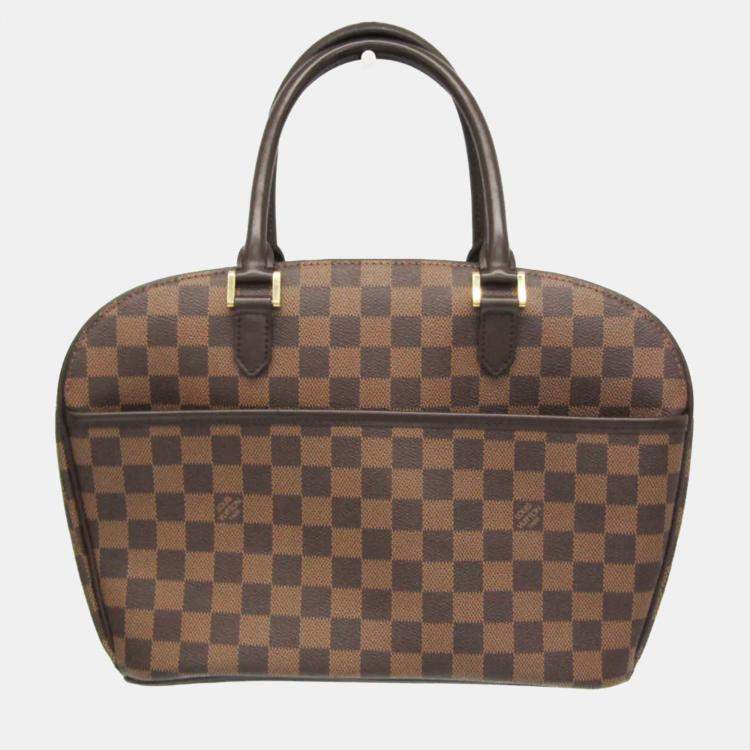 Pre Owned Louis Vuitton Damier Sarria Horizontal Handbag Brown Ebene