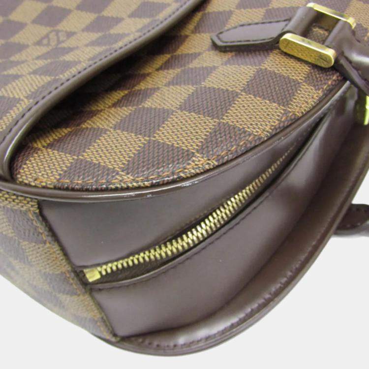 Pre Owned Louis Vuitton Damier Sarria Horizontal Handbag Brown Ebene