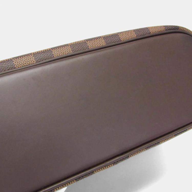 Pre Owned Louis Vuitton Damier Sarria Horizontal Handbag Brown Ebene