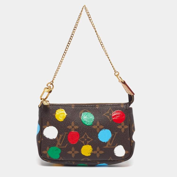 Pre Owned Louis Vuitton x Yayoi Kusama Pochette Accessoires Mini Painted Dots Monogram Canvas Clutch