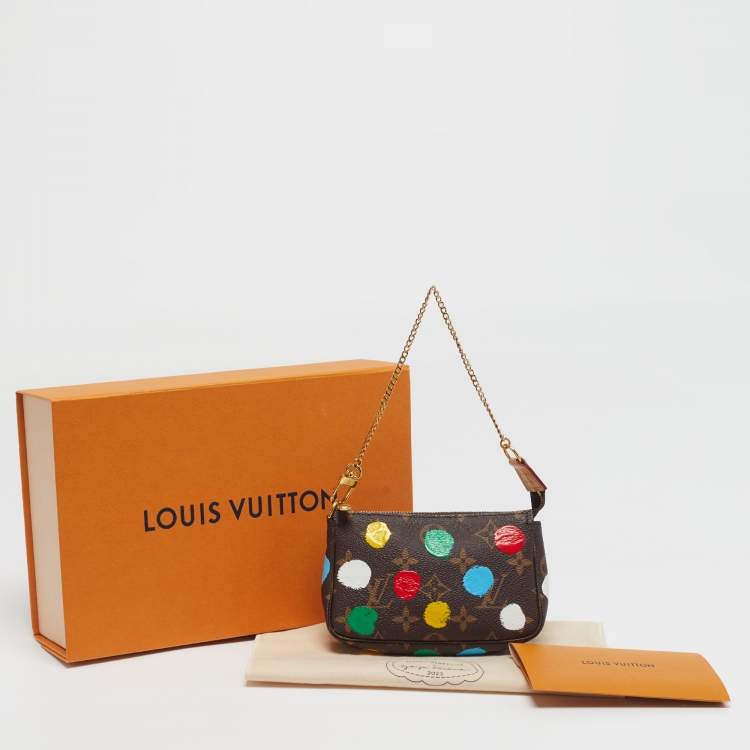 Pre Owned Louis Vuitton x Yayoi Kusama Pochette Accessoires Mini Painted Dots Monogram Canvas Clutch