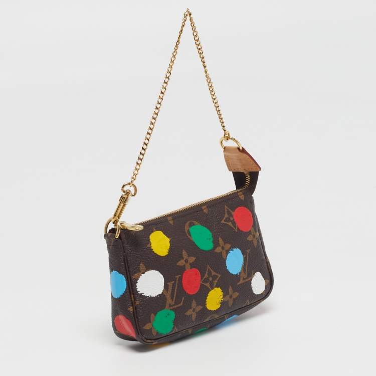 Pre Owned Louis Vuitton x Yayoi Kusama Pochette Accessoires Mini Painted Dots Monogram Canvas Clutch
