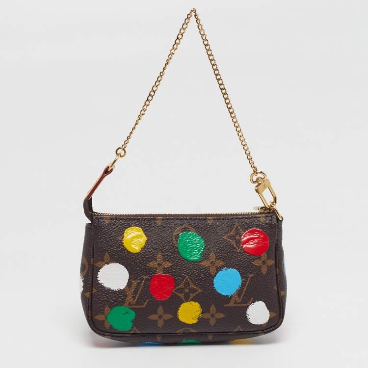 Pre Owned Louis Vuitton x Yayoi Kusama Pochette Accessoires Mini Painted Dots Monogram Canvas Clutch