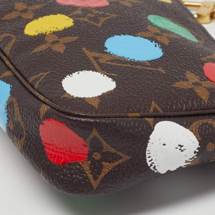 Pre Owned Louis Vuitton x Yayoi Kusama Pochette Accessoires Mini Painted Dots Monogram Canvas Clutch
