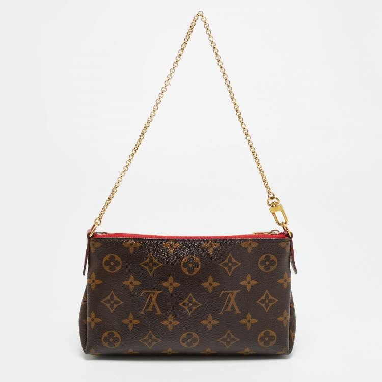 Pre Owned Louis Vuitton Pallas Cherry Monogram Canvas Chain Clutch