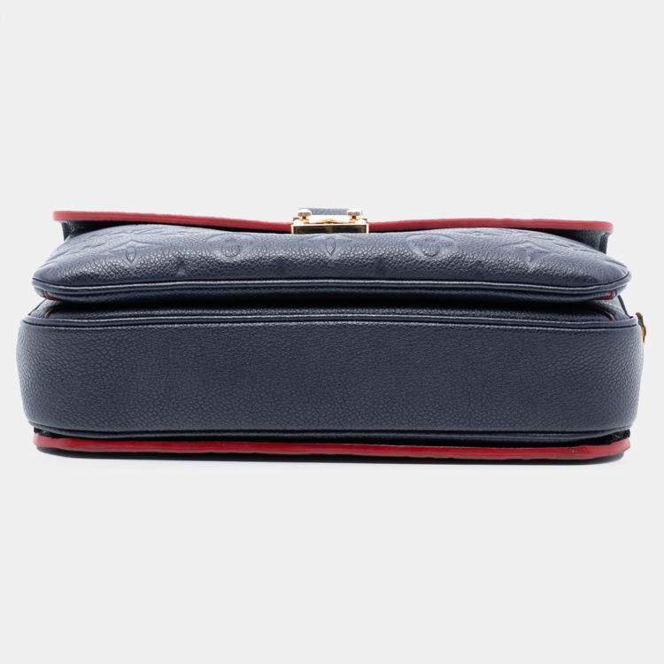 Pre Owned Louis Vuitton Blue Monogram Empreinte Pochette Metis