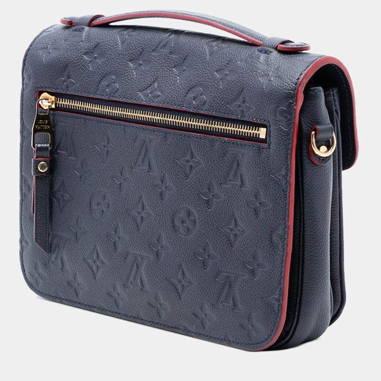 Pre Owned Louis Vuitton Blue Monogram Empreinte Pochette Metis