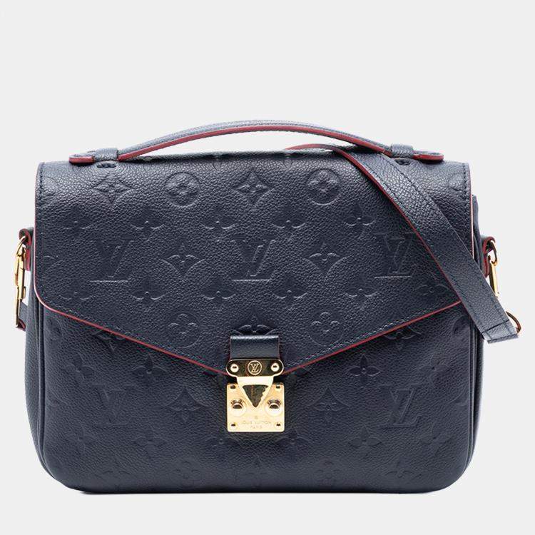Pre Owned Louis Vuitton Blue Monogram Empreinte Pochette Metis