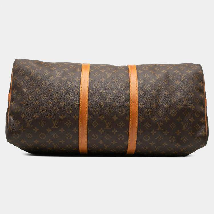 Pre Owned Louis Vuitton Brown Monogram Keepall Bandouliere 60