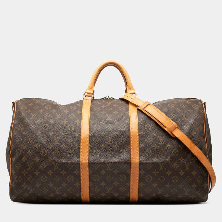 Pre Owned Louis Vuitton Brown Monogram Keepall Bandouliere 60
