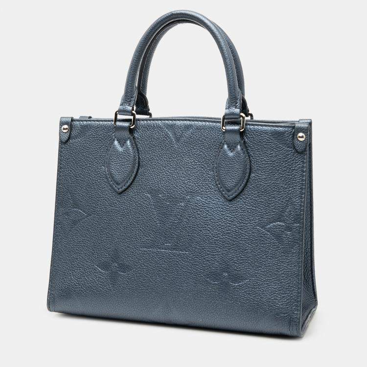 Pre Owned Louis Vuitton Blue Metallic Monogram Giant Empreinte Onthego PM