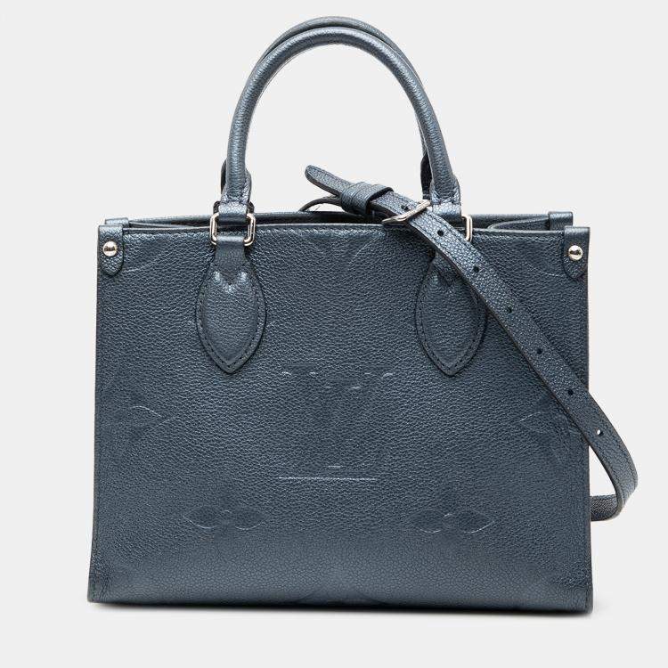 Pre Owned Louis Vuitton Blue Metallic Monogram Giant Empreinte Onthego PM