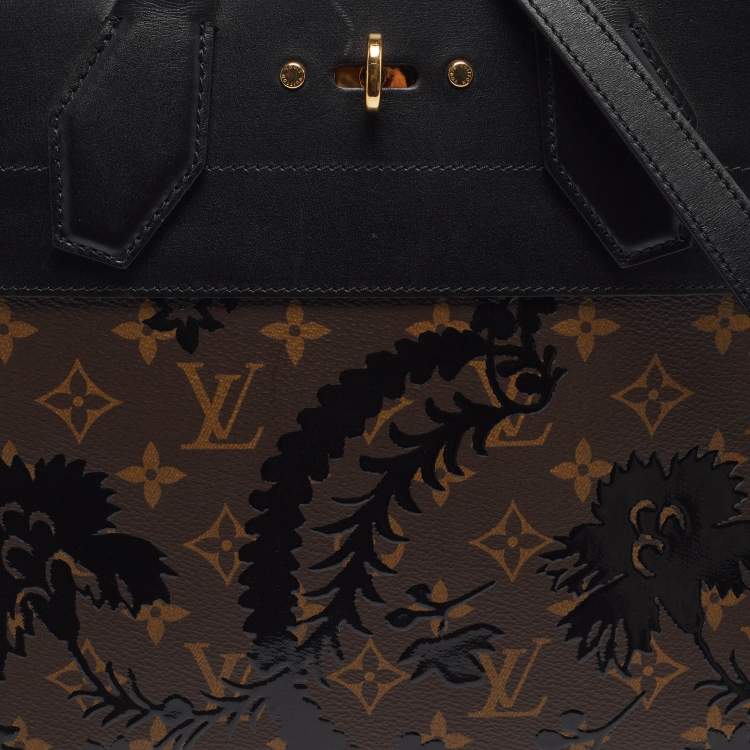 Pre Owned Louis Vuitton Blossom City Steamer MM Black Monogram Canvas and Leather Bag