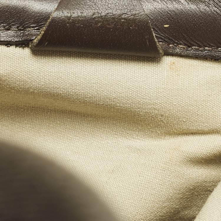 Pre Owned Louis Vuitton  Josephine GM Green/Brown Monogram Mini Lin Canvas Bag