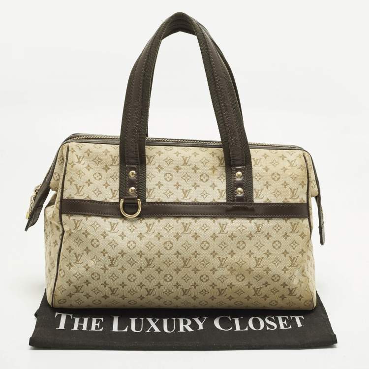 Pre Owned Louis Vuitton  Josephine GM Green/Brown Monogram Mini Lin Canvas Bag