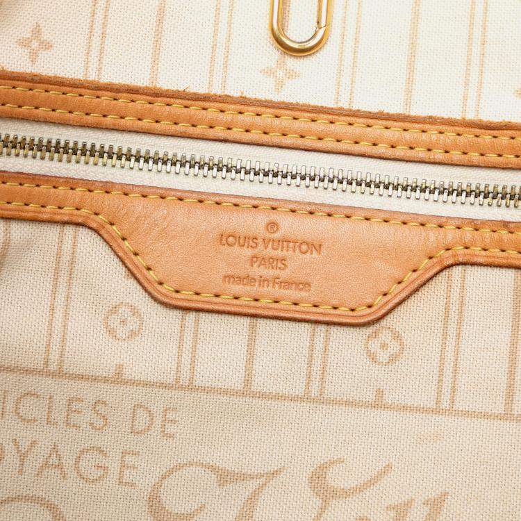 Pre Owned Louis Vuitton White Damier Azur Neverfull GM