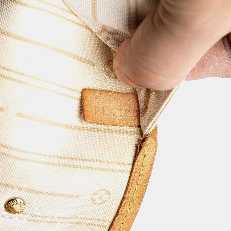 Pre Owned Louis Vuitton White Damier Azur Neverfull GM