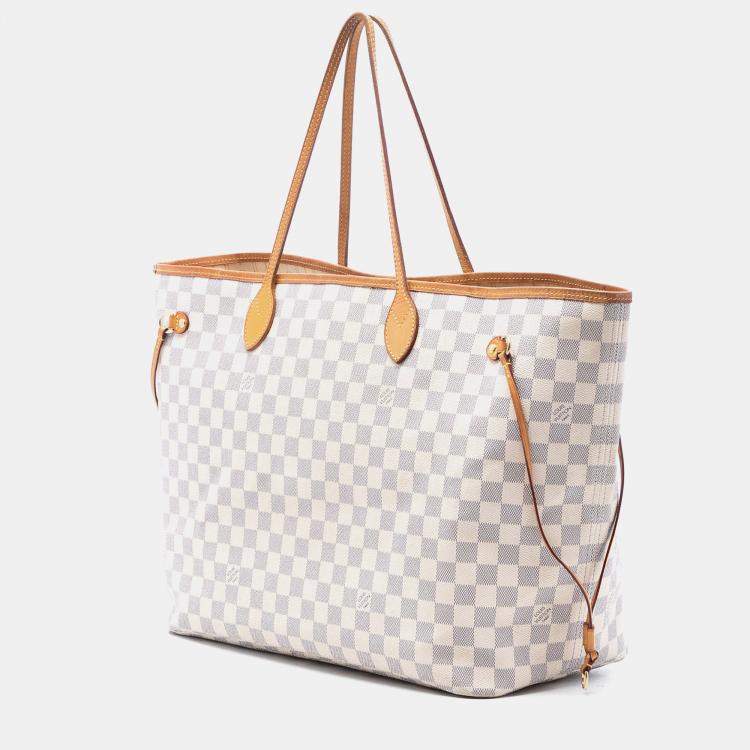 Pre Owned Louis Vuitton White Damier Azur Neverfull GM