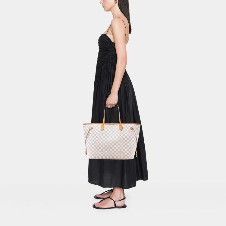 Pre Owned Louis Vuitton White Damier Azur Neverfull GM