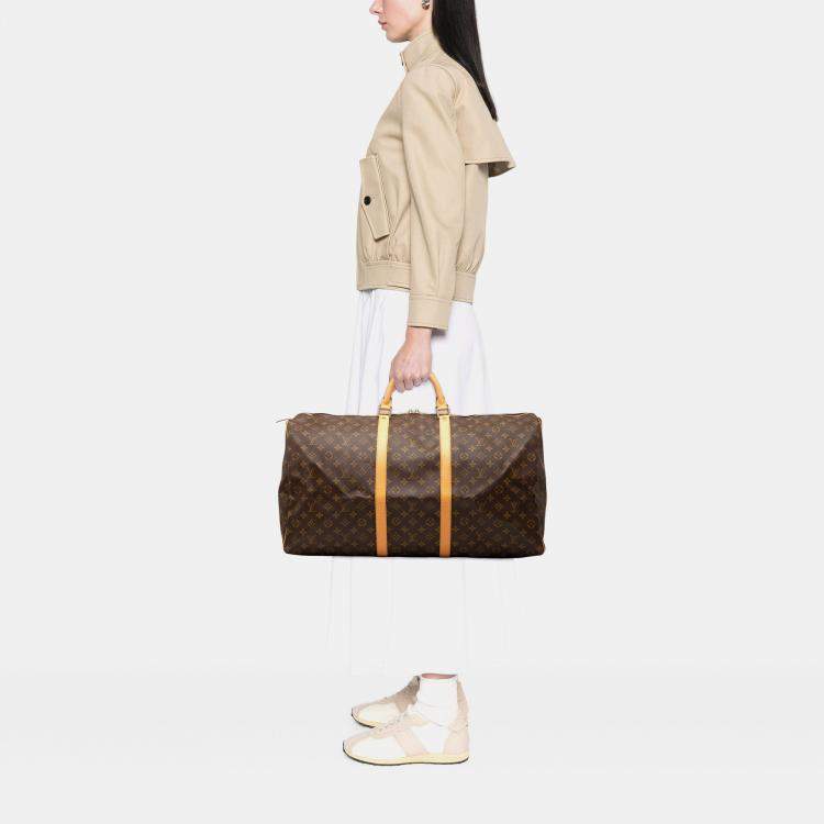 Pre Owned Louis Vuitton Brown Monogram Keepall 60