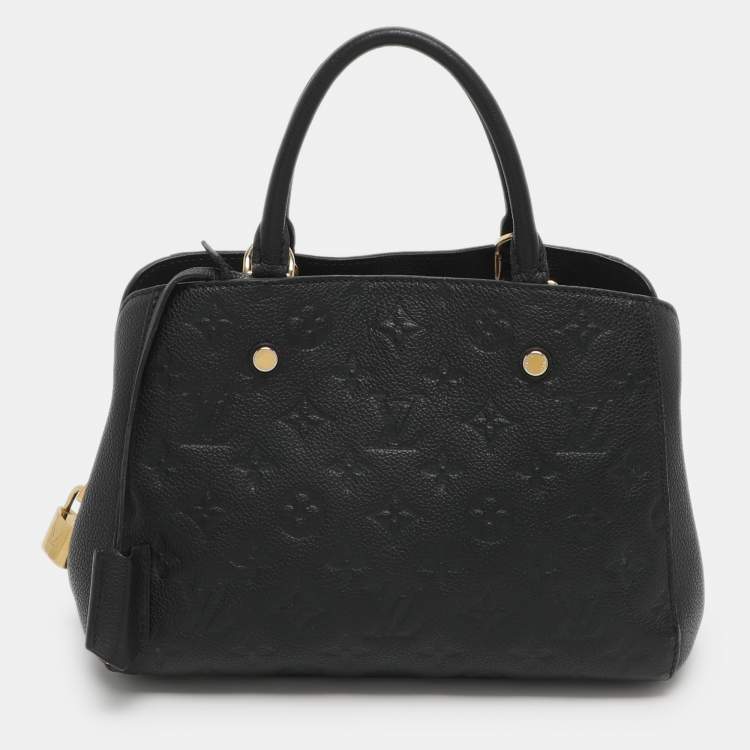 Pre Owned Louis Vuitton Montaigne BB Black Monogram Empreinte Leather Bag