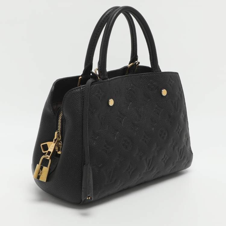Pre Owned Louis Vuitton Montaigne BB Black Monogram Empreinte Leather Bag
