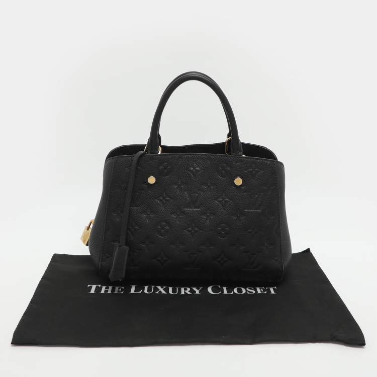 Pre Owned Louis Vuitton Montaigne BB Black Monogram Empreinte Leather Bag