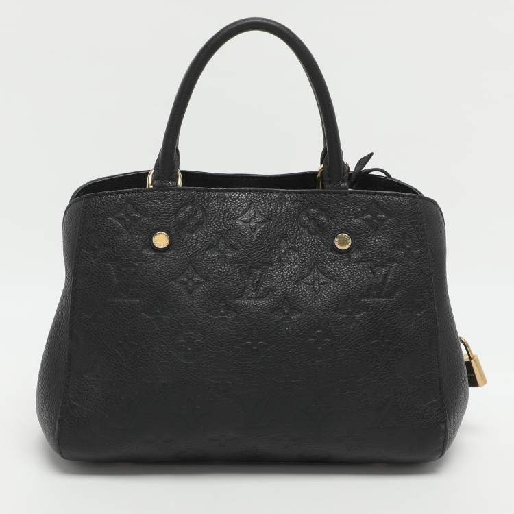 Pre Owned Louis Vuitton Montaigne BB Black Monogram Empreinte Leather Bag