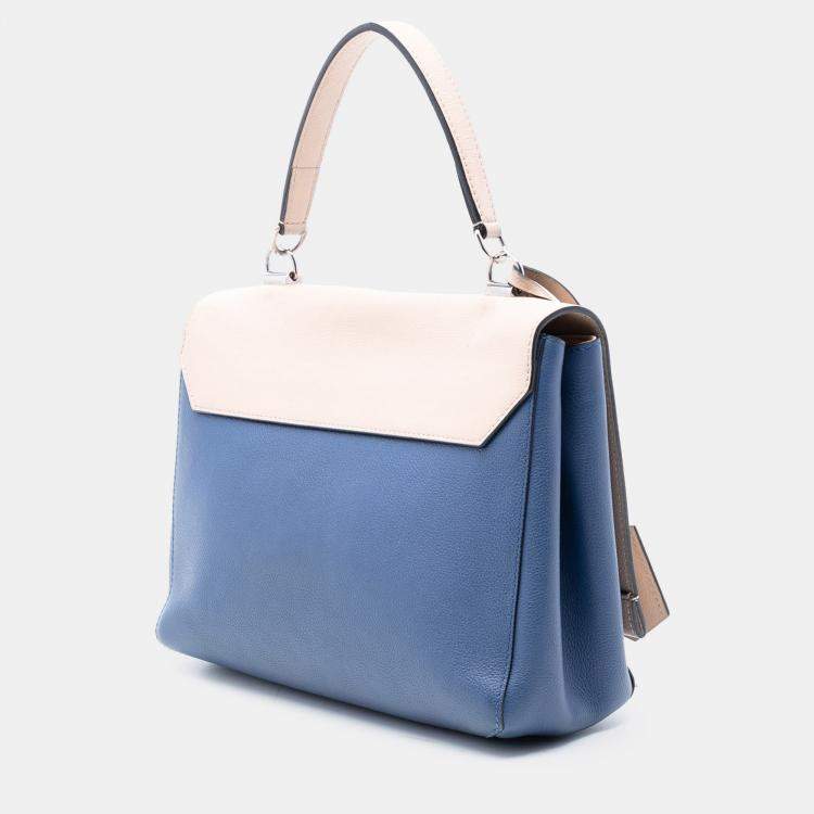 Pre Owned Louis Vuitton Blue Brown Bicolor Leather Lockme II