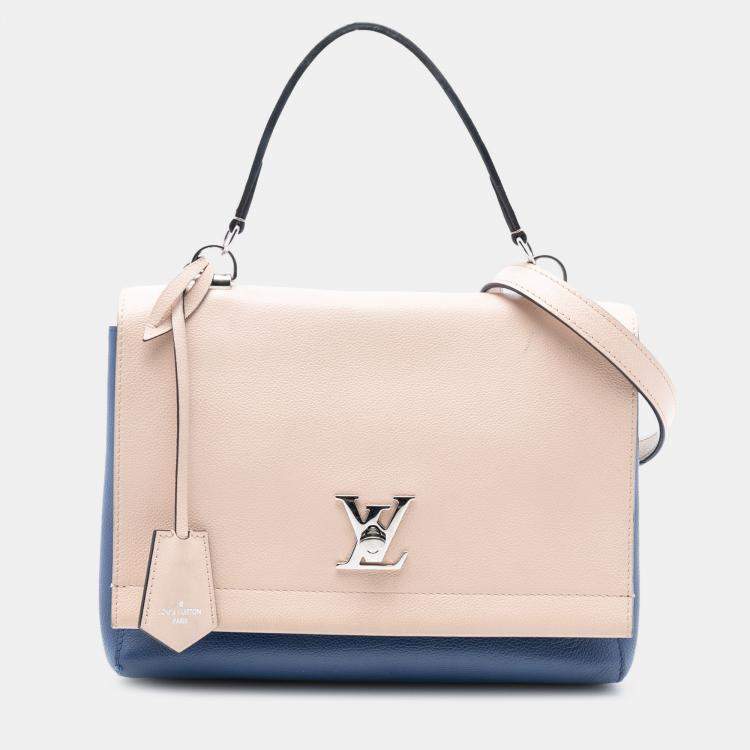 Pre Owned Louis Vuitton Blue Brown Bicolor Leather Lockme II