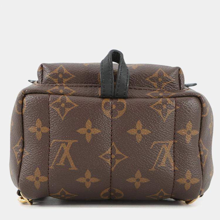 Pre Owned Louis Vuitton Palm Springs Backpack Noir Monogram Size Mini