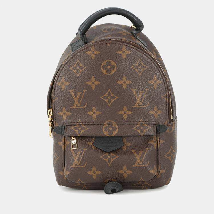 Pre Owned Louis Vuitton Palm Springs Backpack Noir Monogram Size Mini