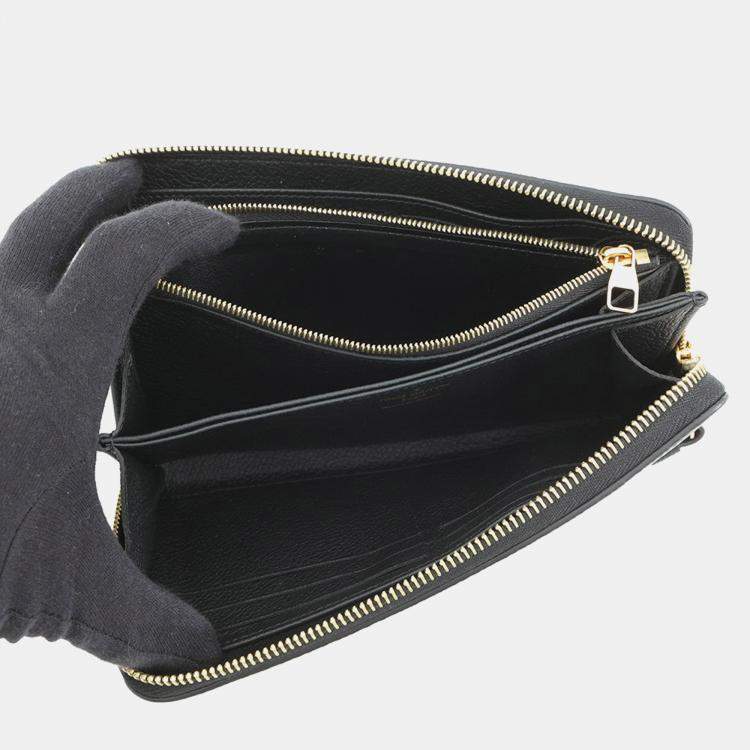 Pre Owned Louis Vuitton Zippy Wallet Noir/Beige Bicolor Monogram Empreinte Leather