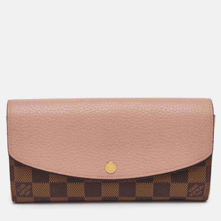 Pre Owned Louis Vuitton Normandy Rose Ballerine Damier Ebene Canvas Wallet