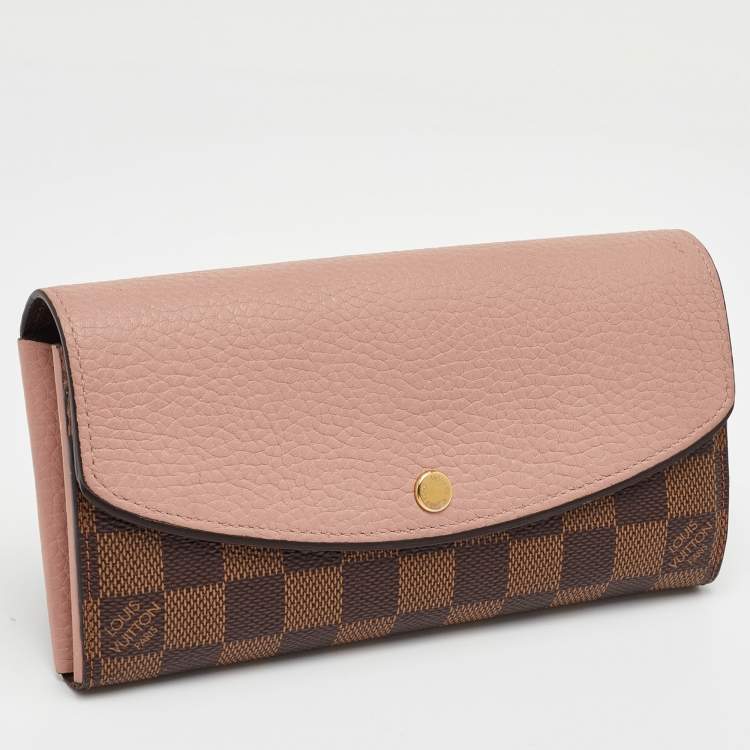 Pre Owned Louis Vuitton Normandy Rose Ballerine Damier Ebene Canvas Wallet
