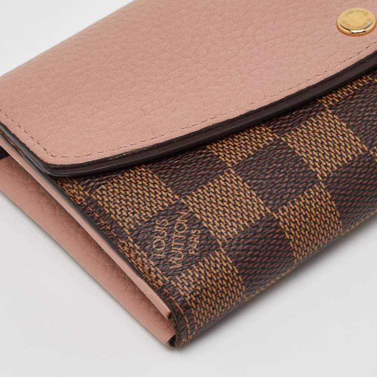 Pre Owned Louis Vuitton Normandy Rose Ballerine Damier Ebene Canvas Wallet