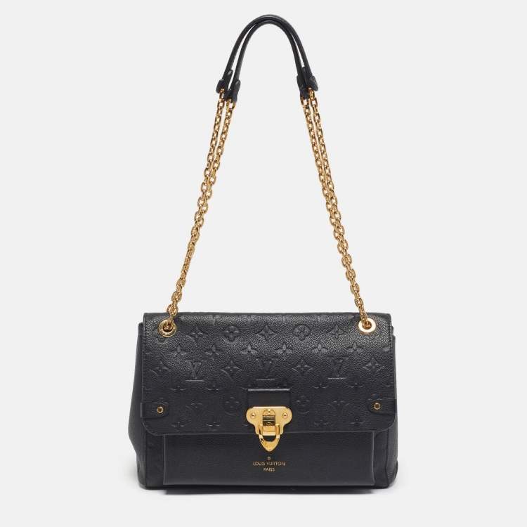 Pre Owned Louis Vuitton Vavin MM Black Monogram Empreinte Leather Bag