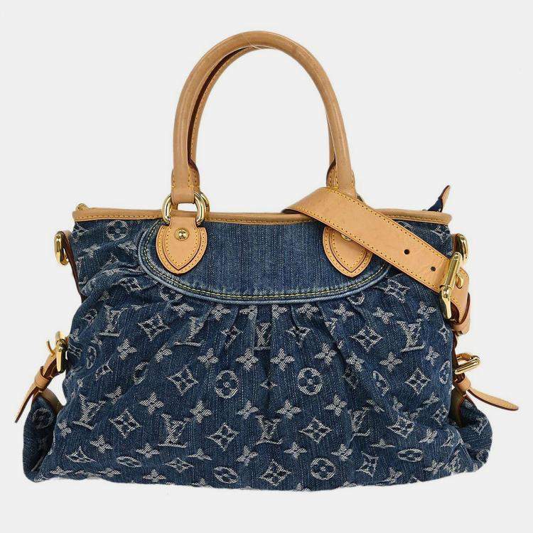 Pre Owned Louis Vuitton Monogram Denim Neo Cabby MM 2way Tote Handbag