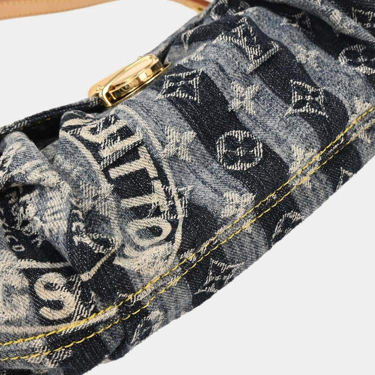 Pre Owned Louis Vuitton Blue Monogram Denim Mini Pleaty Raye Handbag