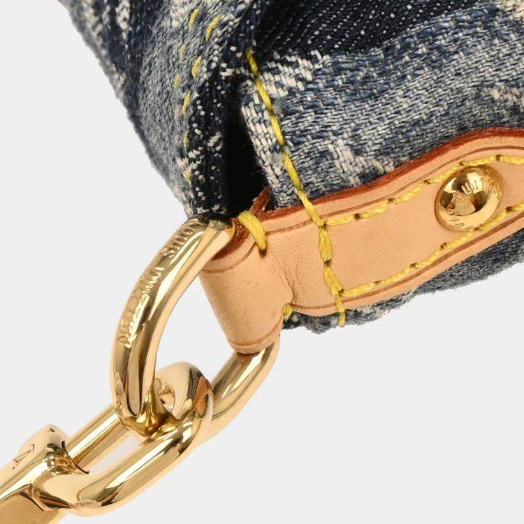Pre Owned Louis Vuitton Blue Monogram Denim Mini Pleaty Raye Handbag