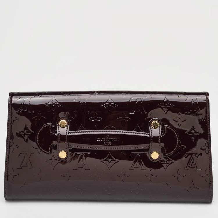 Pre Owned Louis Vuitton Amarante Monogram Vernis Robertson Clutch 
