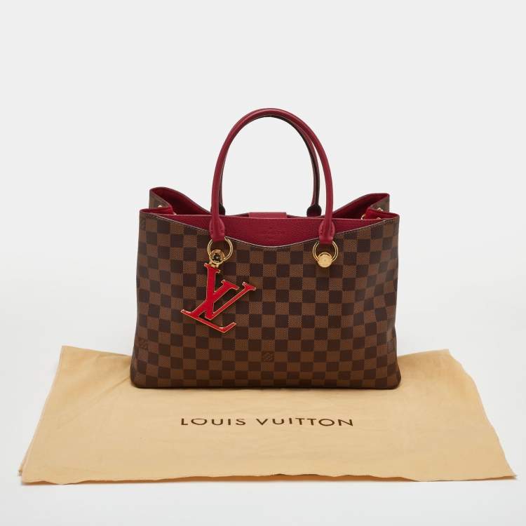 Pre Owned Louis Vuitton LV Riverside Brown/Red Damier Ebene Canvas and Leather Bag