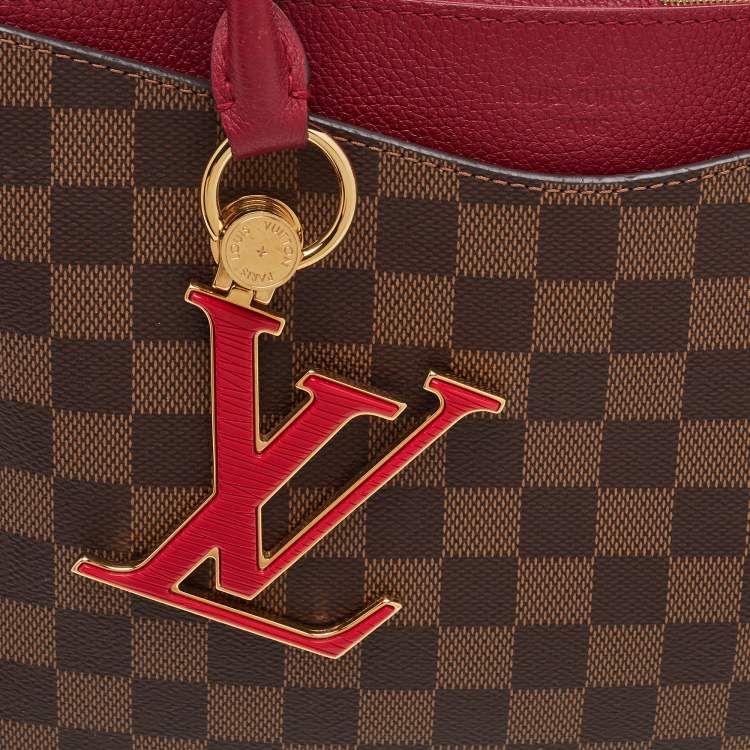 Pre Owned Louis Vuitton LV Riverside Brown/Red Damier Ebene Canvas and Leather Bag