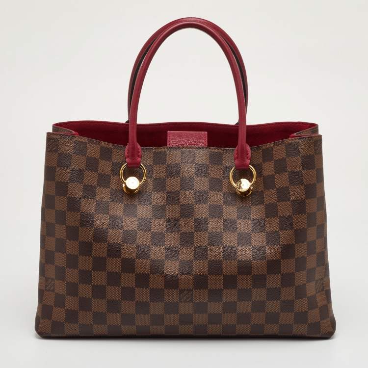 Pre Owned Louis Vuitton LV Riverside Brown/Red Damier Ebene Canvas and Leather Bag